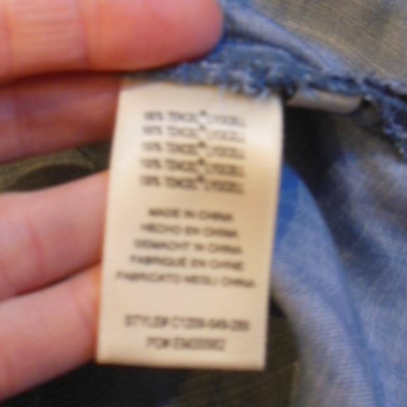 CLOTH & STONE XS Blue Shoelace Chambray Tunic Top Stone Wash Hi Lo - Picture 6 of 6
